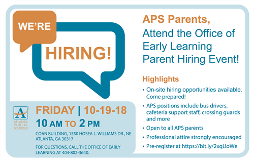 Attend the Office of Early Learning Parent Hiring Event!